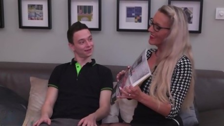 Hot big titted MILF Lana Vegas seduced young guy and got big dick in her mouth and wet pussy.