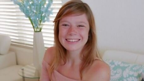 Cute Teen Redhead With Freckles Orgasms During Casting POV