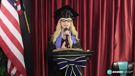 Teen Aubrey Gold Is Naked Under Her Cap and Gown